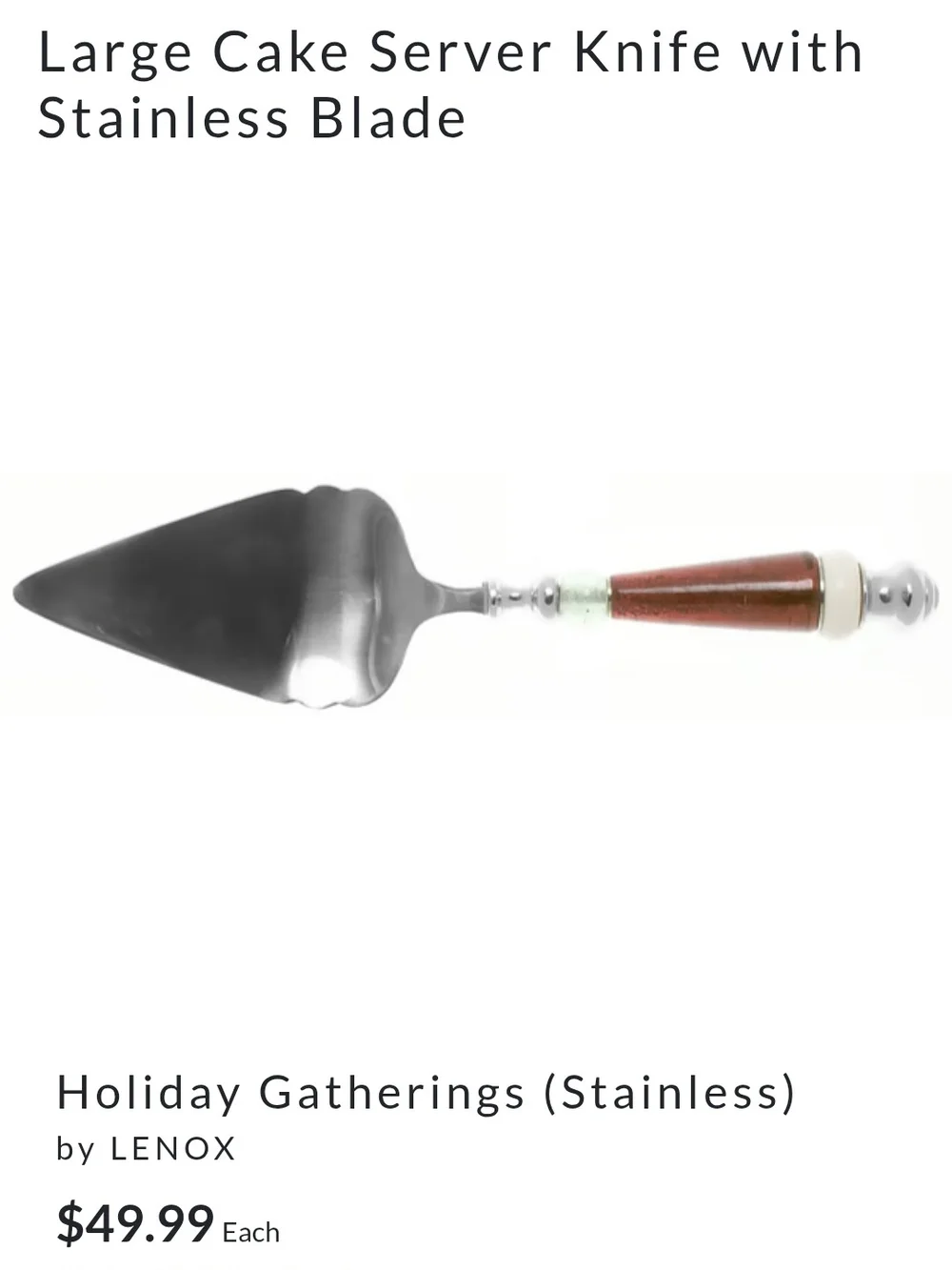 Lenox Holiday Cake Server and Knife Set - Red Wood-Tone & Green Accents
